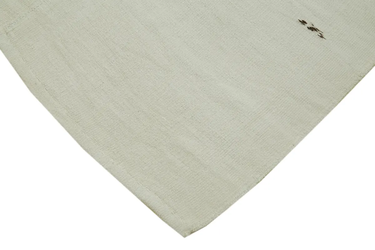 Kendir Çizgili Beyaz Kenevir İpinden El Dokuma Kilim-187x360 - Görsel 4
