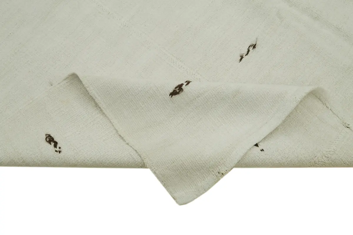 Kendir Çizgili Beyaz Kenevir İpinden El Dokuma Kilim-187x360 - Görsel 6