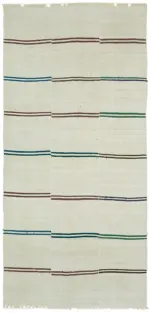 Kendir Çizgili Bej Kenevir İpinden El Dokuma Kilim-206x410