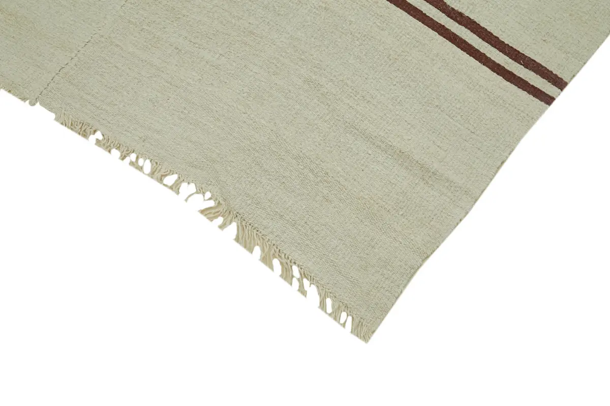 Kendir Çizgili Bej Kenevir İpinden El Dokuma Kilim-206x410 - Görsel 4