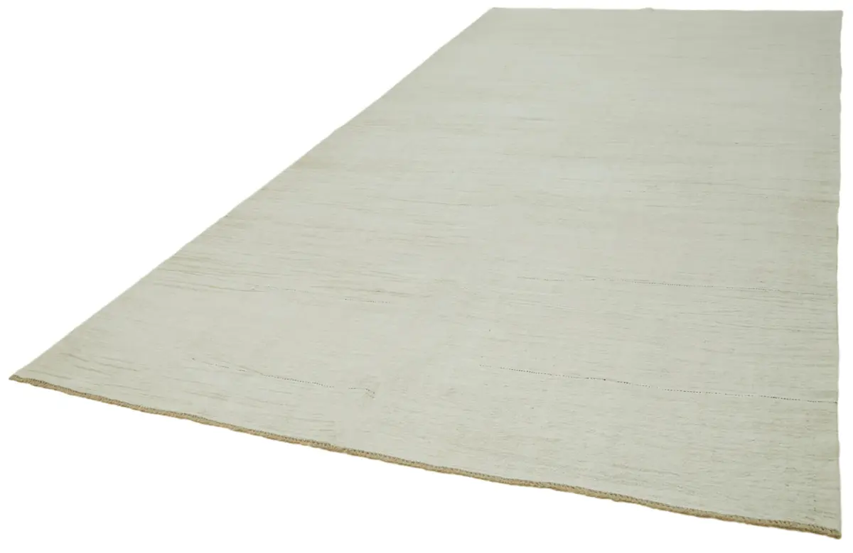 Kendir Çizgili Beyaz Kenevir İpinden El Dokuma Kilim-223x447 - Görsel 3