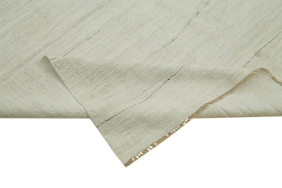 Kendir Çizgili Beyaz Kenevir İpinden El Dokuma Kilim-223x447 - Görsel 6