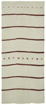 Kendir Çizgili Bej Kenevir İpinden El Dokuma Kilim-207x492