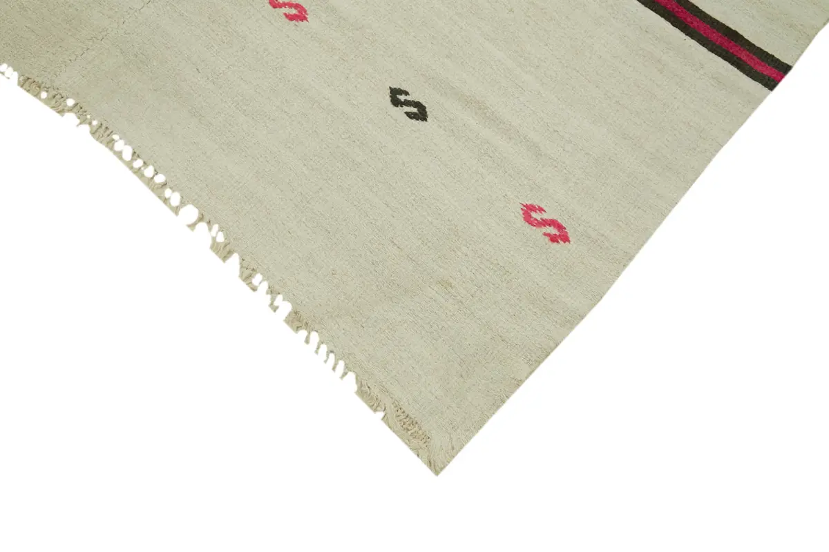 Kendir Çizgili Bej Kenevir İpinden El Dokuma Kilim-207x492 - Görsel 4