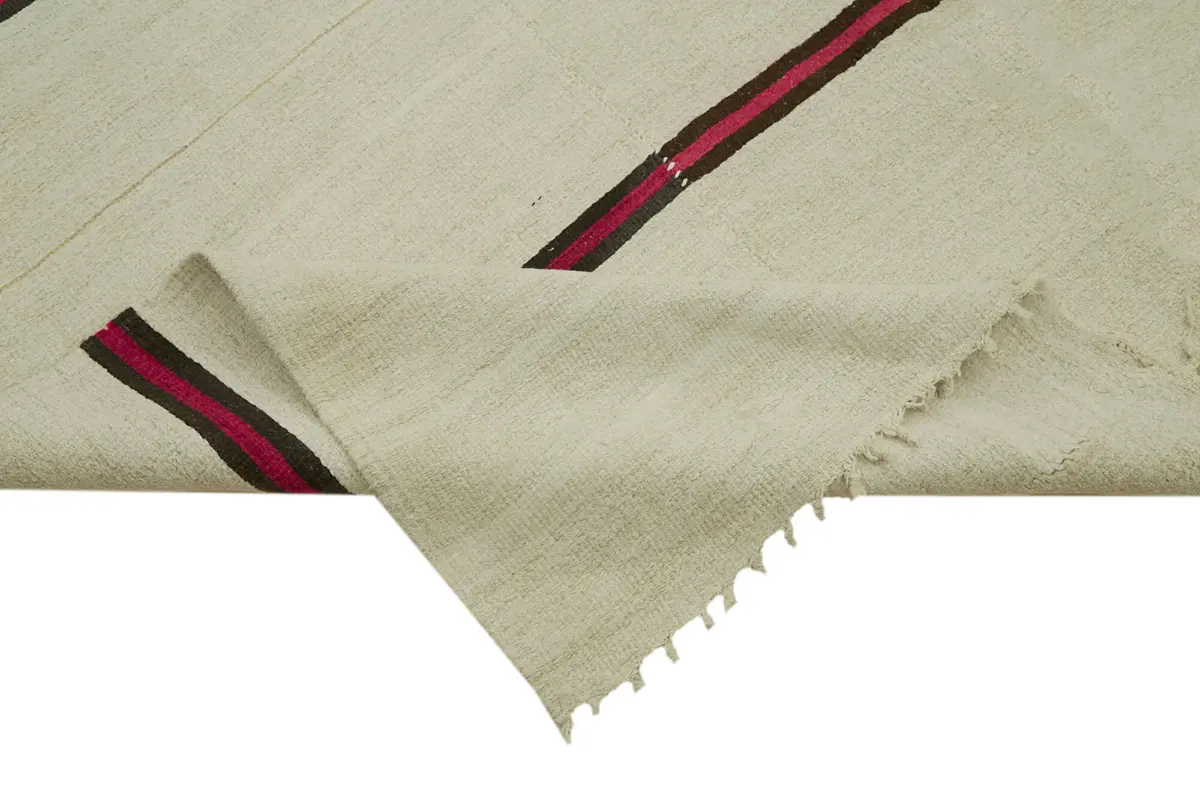 Kendir Çizgili Bej Kenevir İpinden El Dokuma Kilim-207x492 - Görsel 6