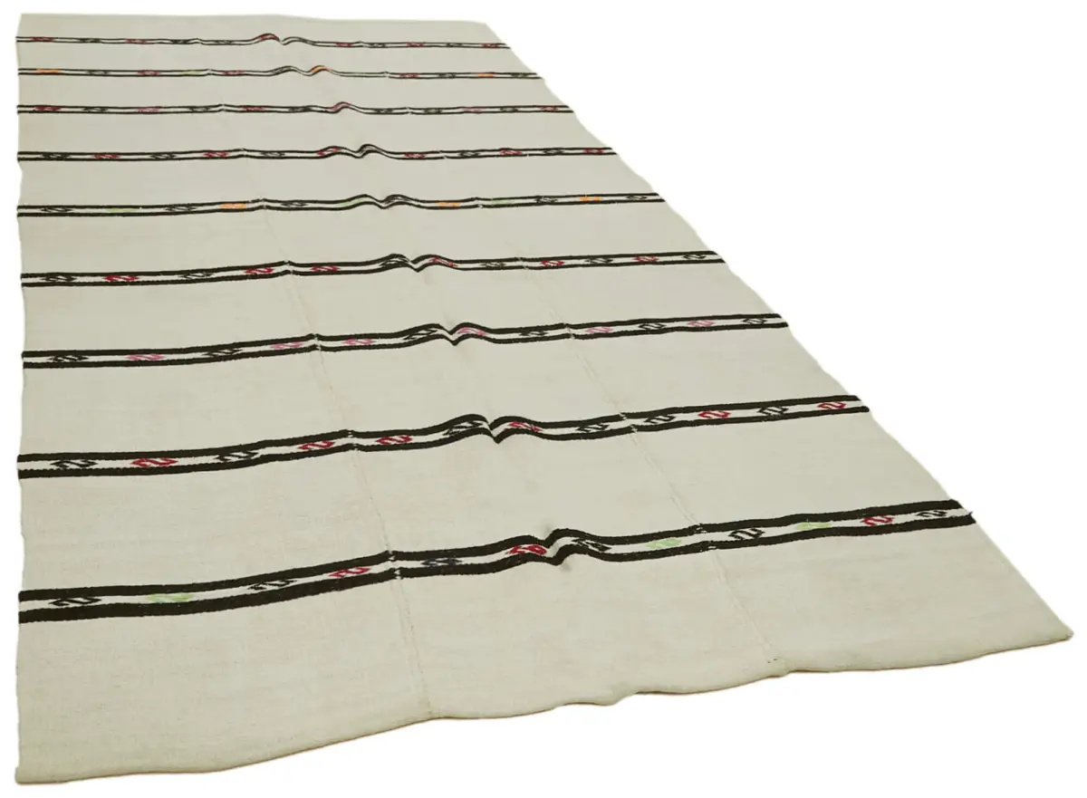 Kendir Çizgili Bej Kenevir İpinden El Dokuma Kilim-192x376 - Görsel 2
