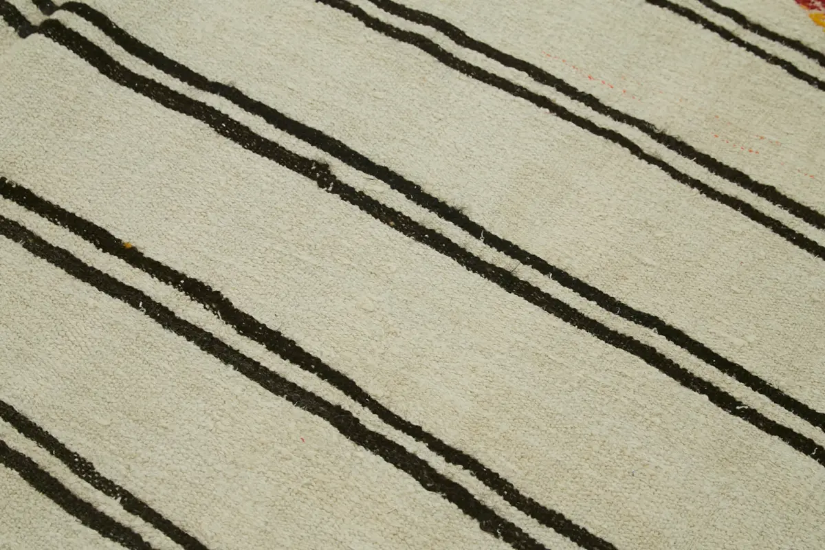 Kendir Çizgili Bej Kenevir İpinden El Dokuma Kilim-212x350 - Görsel 5