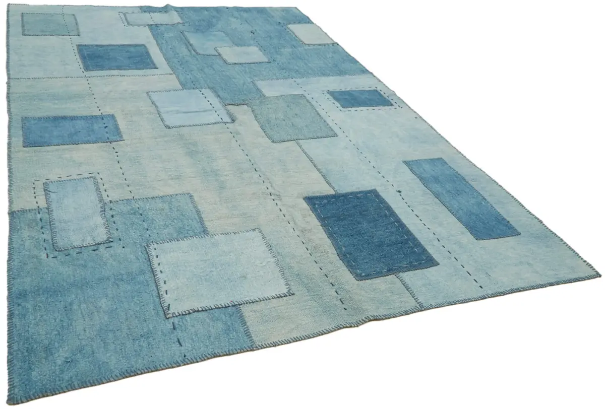 Kendir Çizgili Mavi Kenevir İpinden El Dokuma Kilim-200x298 - Görsel 2