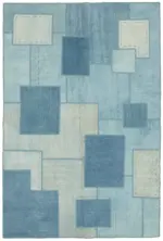 Kendir Çizgili Mavi Kenevir İpinden El Dokuma Kilim-200x300