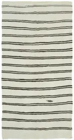 Kendir Çizgili Beyaz Kenevir İpinden El Dokuma Kilim-208x412