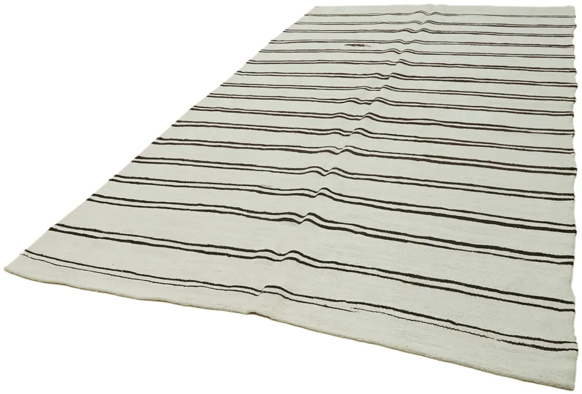 Kendir Çizgili Beyaz Kenevir İpinden El Dokuma Kilim-208x412 - Görsel 3