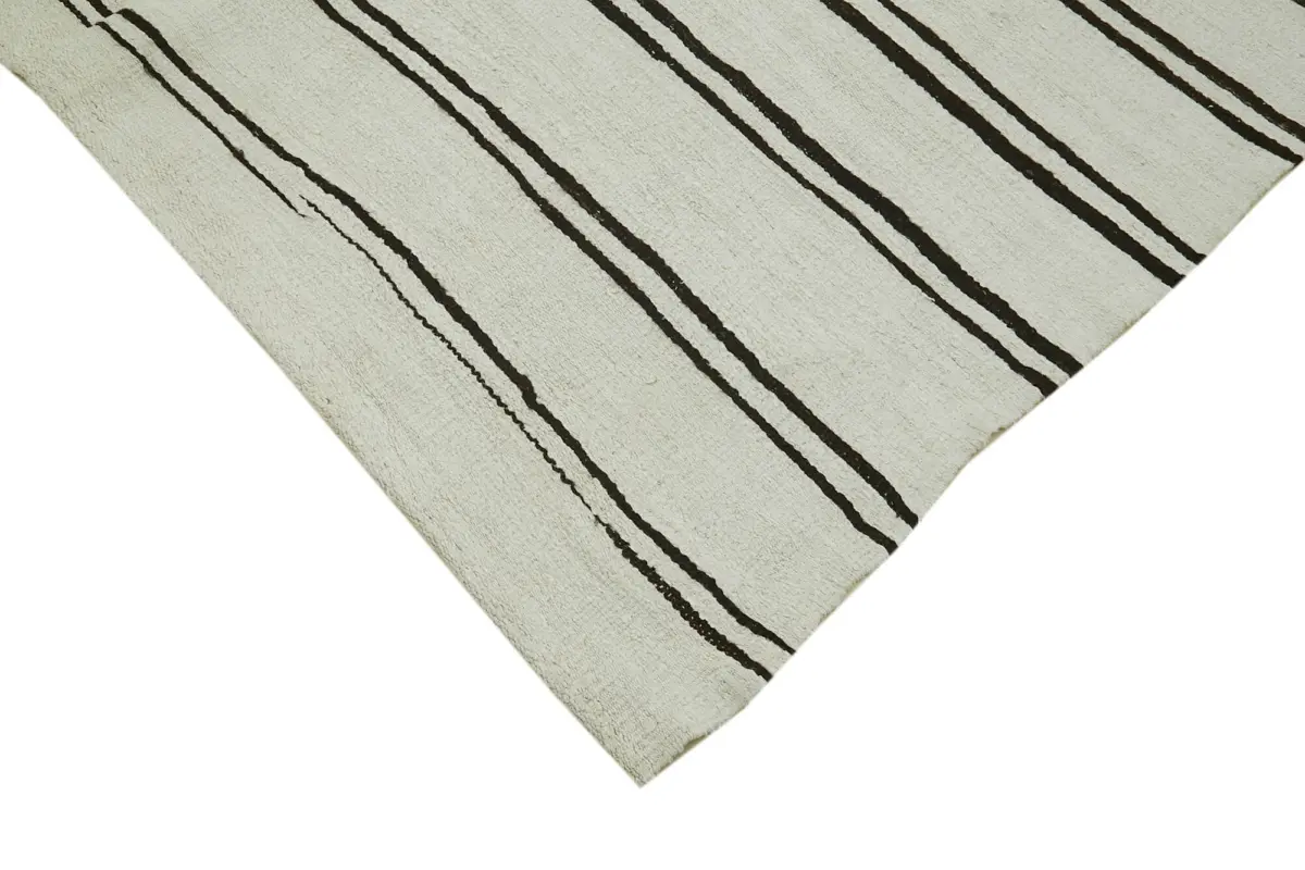Kendir Çizgili Beyaz Kenevir İpinden El Dokuma Kilim-208x412 - Görsel 4