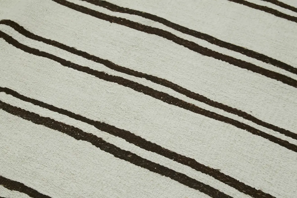 Kendir Çizgili Beyaz Kenevir İpinden El Dokuma Kilim-208x412 - Görsel 5