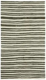 Kendir Çizgili Beyaz Kenevir İpinden El Dokuma Kilim-220x373