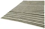 Kendir Çizgili Beyaz Kenevir İpinden El Dokuma Kilim-220x373 - Görsel 3