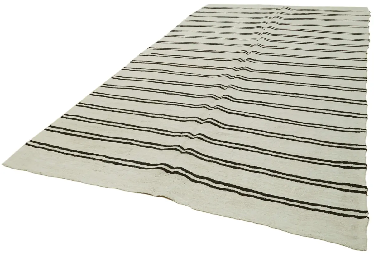 Kendir Çizgili Beyaz Kenevir İpinden El Dokuma Kilim-210x392 - Görsel 3