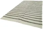 Kendir Çizgili Beyaz Kenevir İpinden El Dokuma Kilim-210x392 - Görsel 3