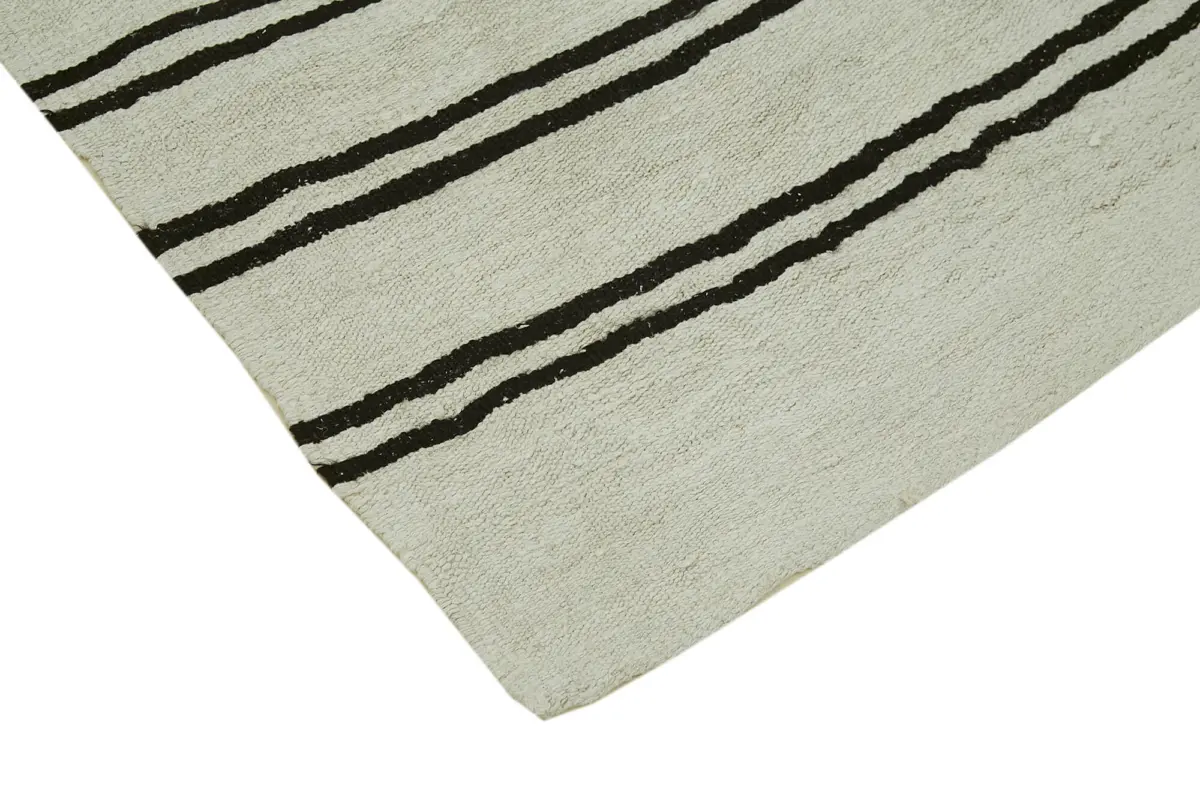 Kendir Çizgili Beyaz Kenevir İpinden El Dokuma Kilim-210x392 - Görsel 4