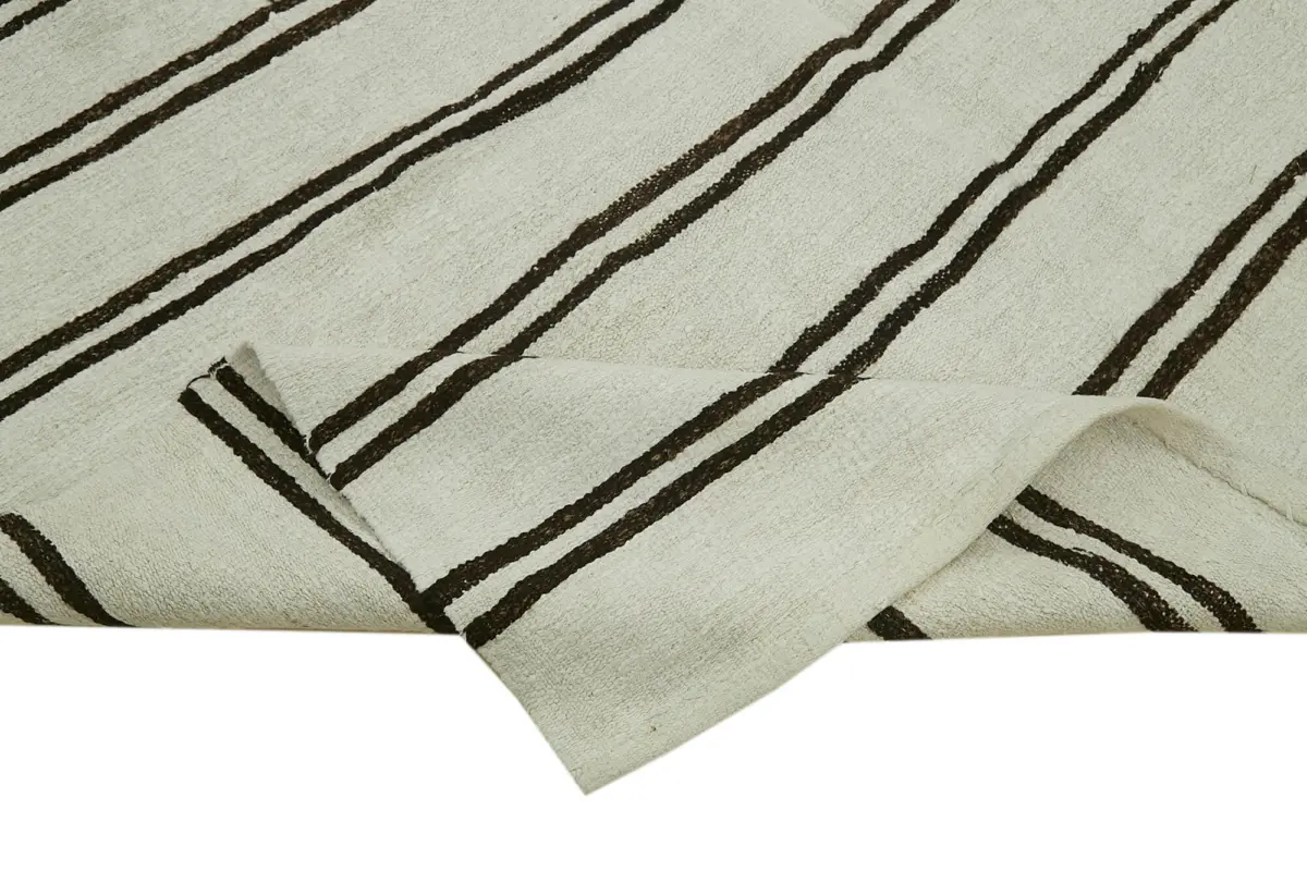 Kendir Çizgili Beyaz Kenevir İpinden El Dokuma Kilim-210x392 - Görsel 6
