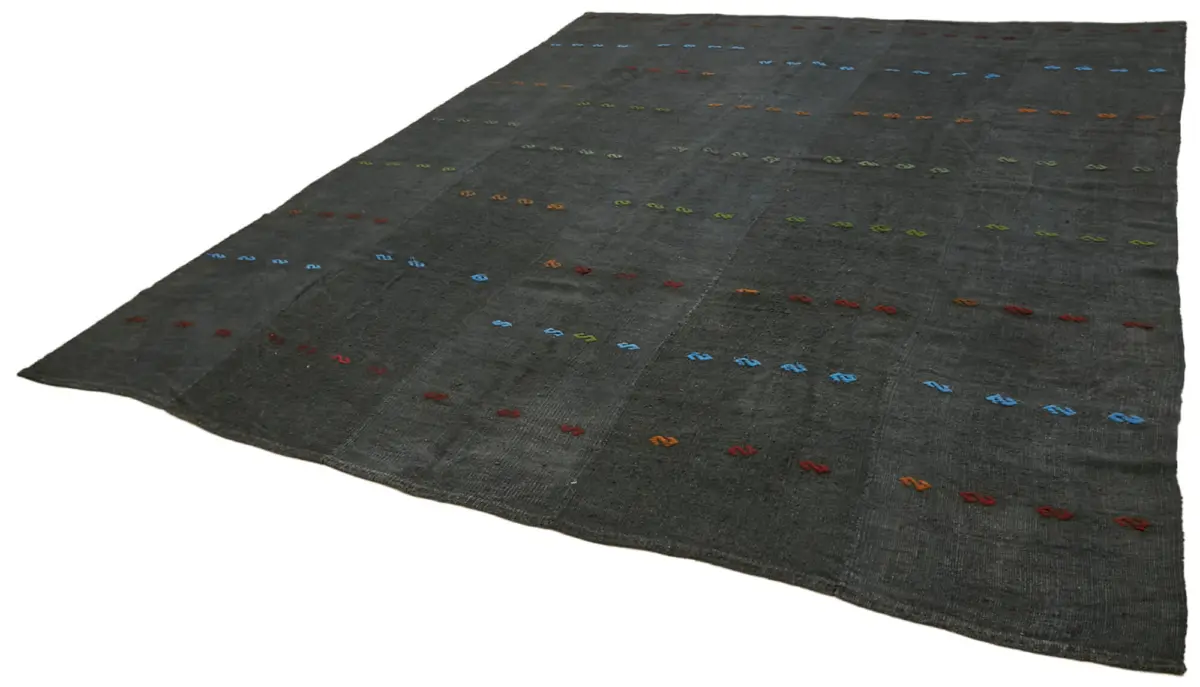 Kendir Çizgili Gri Kenevir İpinden El Dokuma Kilim-300x370 - Görsel 3