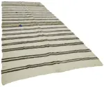 Kendir Çizgili Bej Kenevir İpinden El Dokuma Kilim-188x440 - Görsel 2