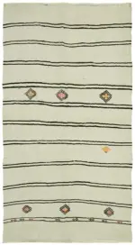 Kendir Çizgili Bej Kenevir İpinden El Dokuma Kilim-200x360