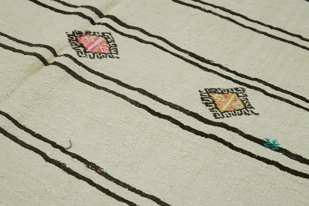 Kendir Çizgili Bej Kenevir İpinden El Dokuma Kilim-200x360 - Görsel 5