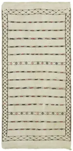 Kendir Çizgili Bej Kenevir İpinden El Dokuma Kilim-164x320
