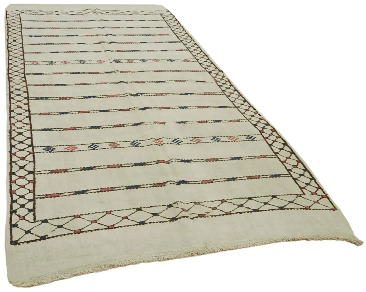 Kendir Çizgili Bej Kenevir İpinden El Dokuma Kilim-164x320 - Görsel 2