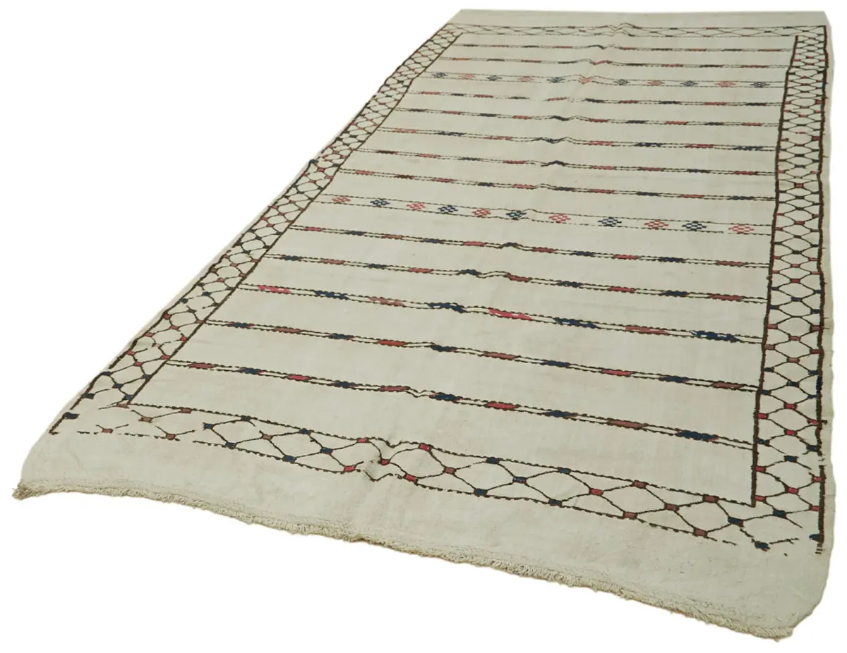 Kendir Çizgili Bej Kenevir İpinden El Dokuma Kilim-164x320 - Görsel 3