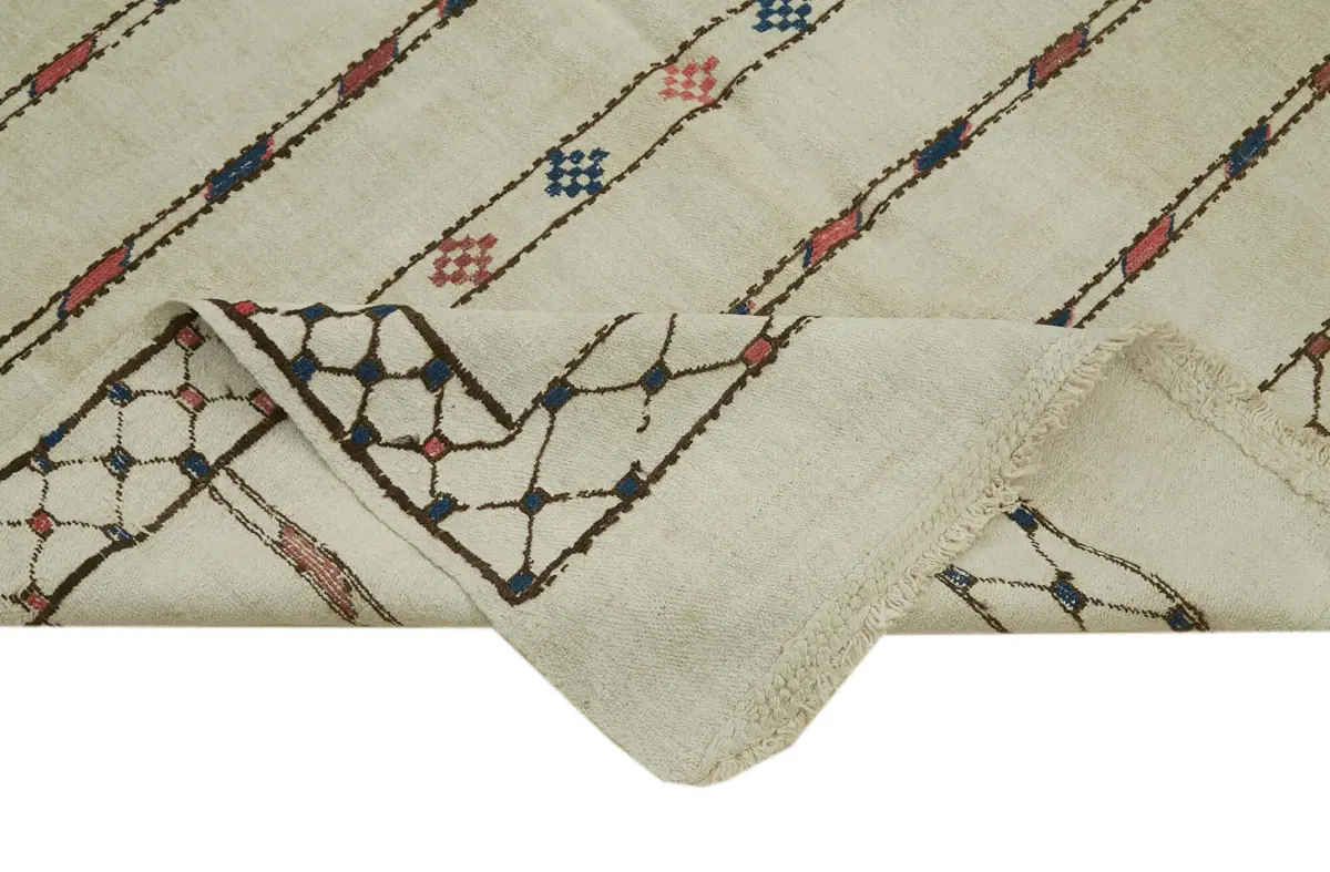 Kendir Çizgili Bej Kenevir İpinden El Dokuma Kilim-164x320 - Görsel 6