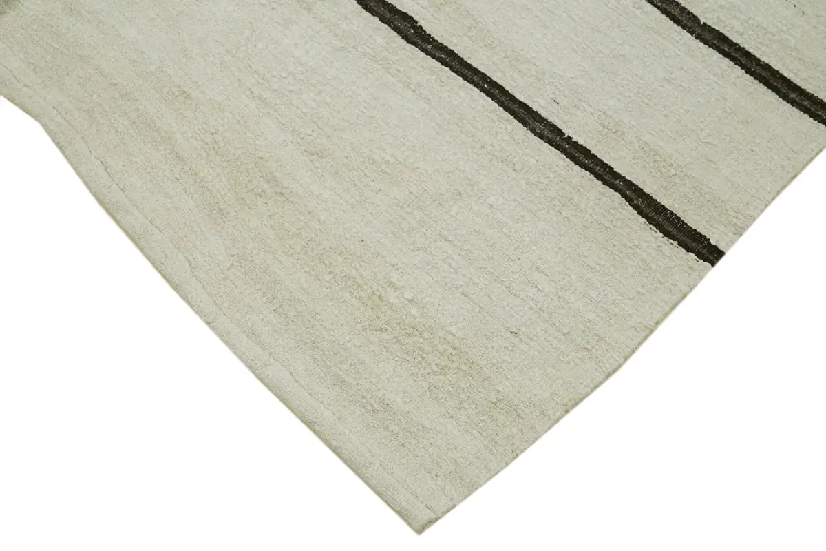 Kendir Çizgili Bej Kenevir İpinden El Dokuma Kilim-178x363 - Görsel 4