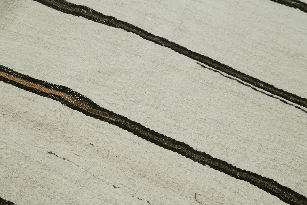 Kendir Çizgili Bej Kenevir İpinden El Dokuma Kilim-178x363 - Görsel 5