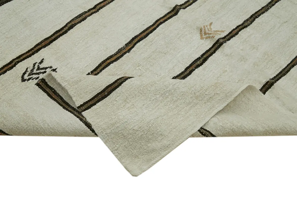 Kendir Çizgili Bej Kenevir İpinden El Dokuma Kilim-178x363 - Görsel 6