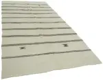 Kendir Çizgili Beyaz Kenevir İpinden El Dokuma Kilim-170x354 - Görsel 2
