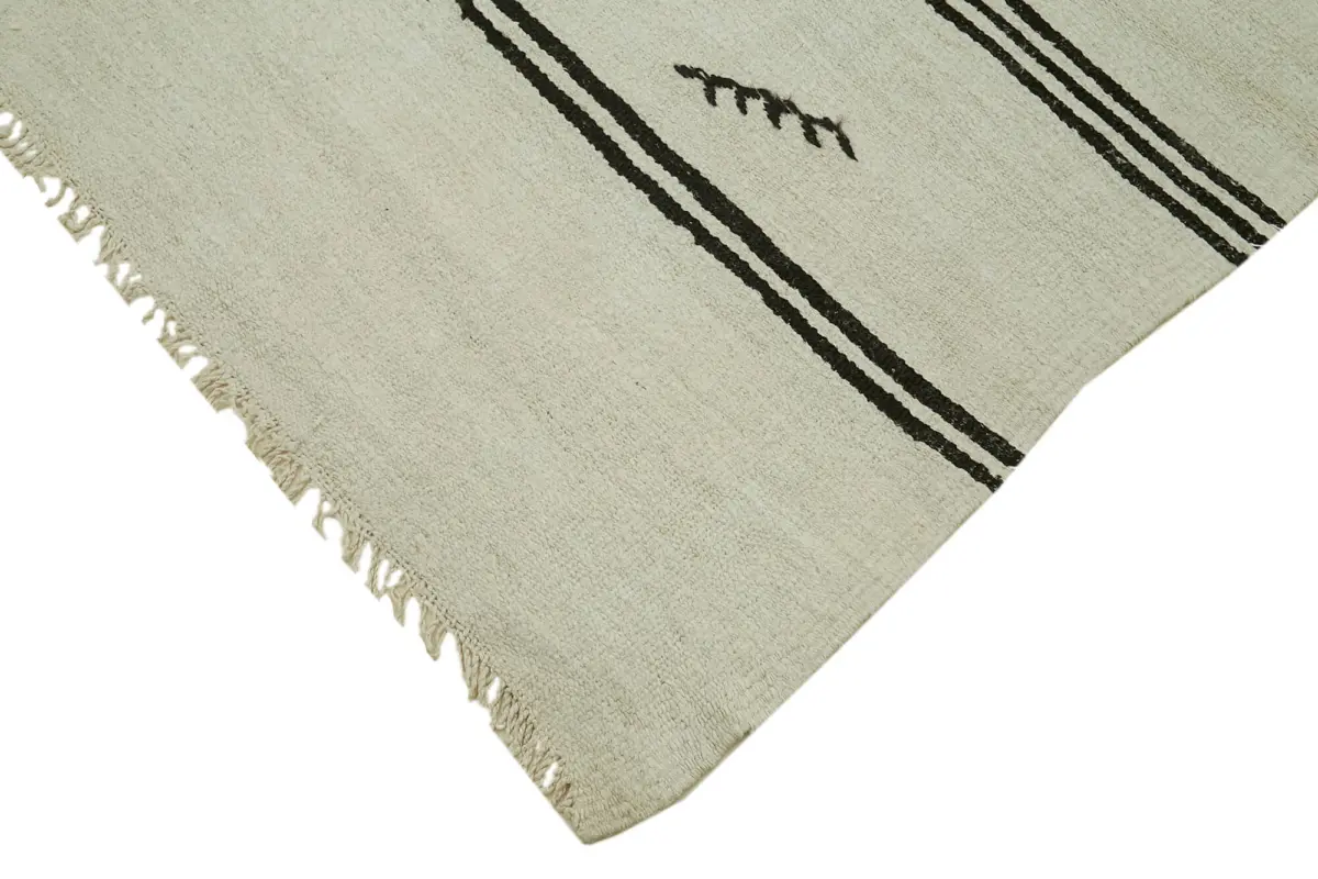 Kendir Çizgili Beyaz Kenevir İpinden El Dokuma Kilim-170x354 - Görsel 4