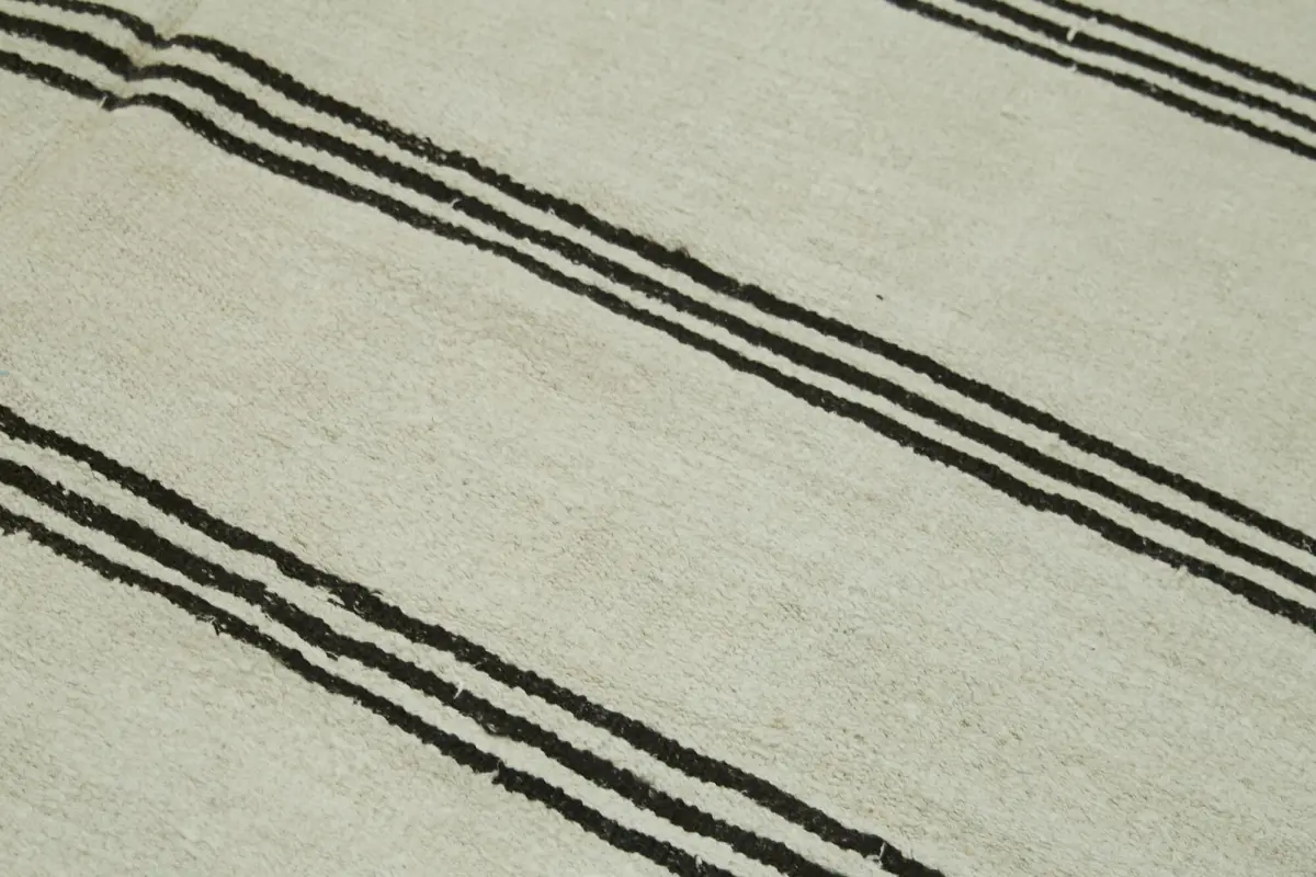Kendir Çizgili Beyaz Kenevir İpinden El Dokuma Kilim-170x354 - Görsel 5