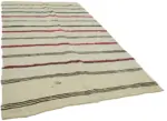 Kendir Çizgili Bej Kenevir İpinden El Dokuma Kilim-195x340 - Görsel 2