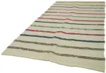 Kendir Çizgili Bej Kenevir İpinden El Dokuma Kilim-195x340 - Görsel 3