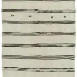 Kendir Çizgili Beyaz Kenevir İpinden El Dokuma Kilim-160x315