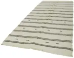 Kendir Çizgili Beyaz Kenevir İpinden El Dokuma Kilim-160x315 - Görsel 3