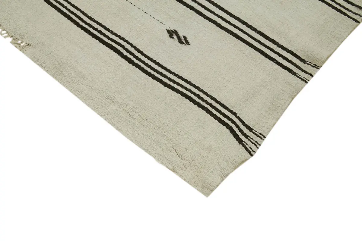 Kendir Çizgili Beyaz Kenevir İpinden El Dokuma Kilim-160x315 - Görsel 4