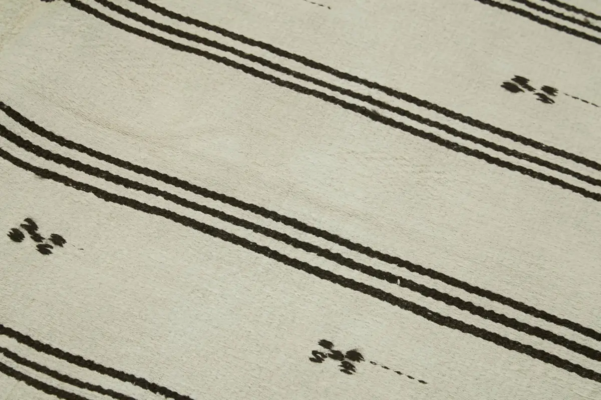 Kendir Çizgili Beyaz Kenevir İpinden El Dokuma Kilim-160x315 - Görsel 5