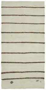 Kendir Çizgili Bej Kenevir İpinden El Dokuma Kilim-190x353