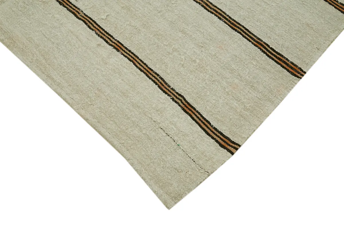 Kendir Çizgili Bej Kenevir İpinden El Dokuma Kilim-190x353 - Görsel 4