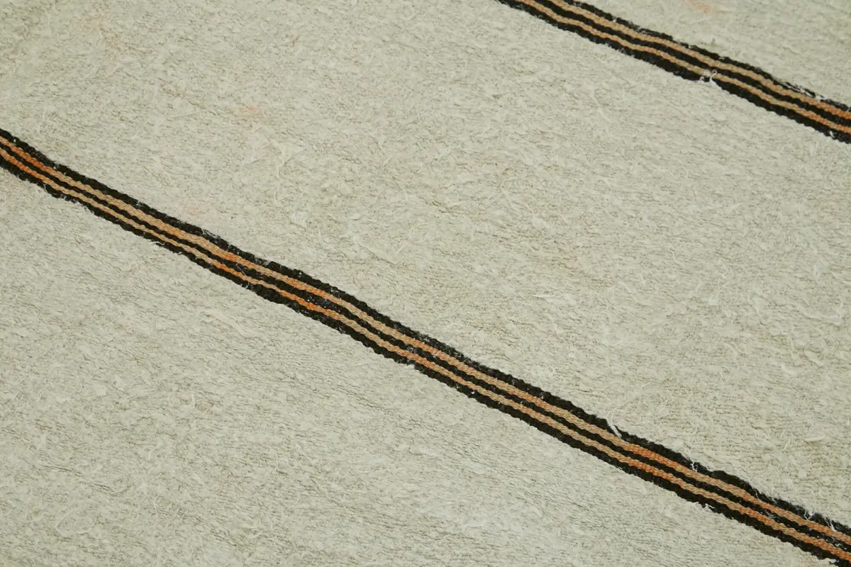Kendir Çizgili Bej Kenevir İpinden El Dokuma Kilim-190x353 - Görsel 5