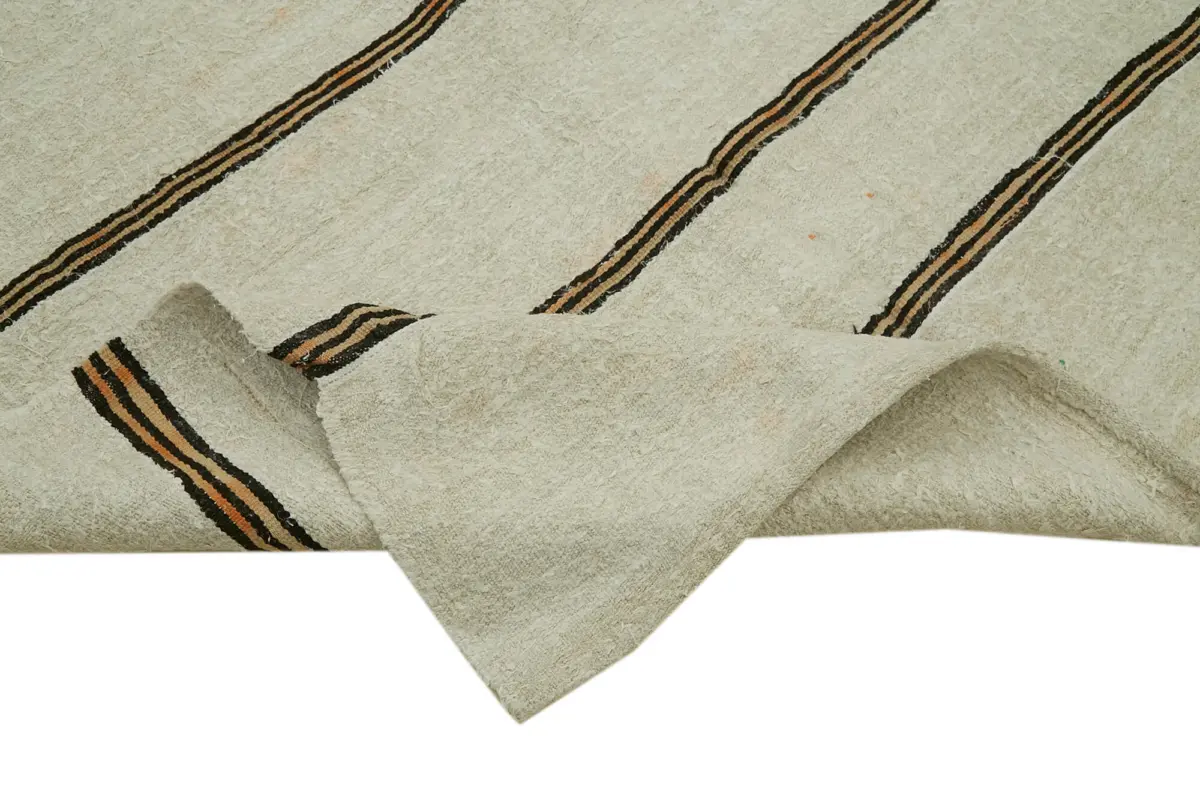 Kendir Çizgili Bej Kenevir İpinden El Dokuma Kilim-190x353 - Görsel 6