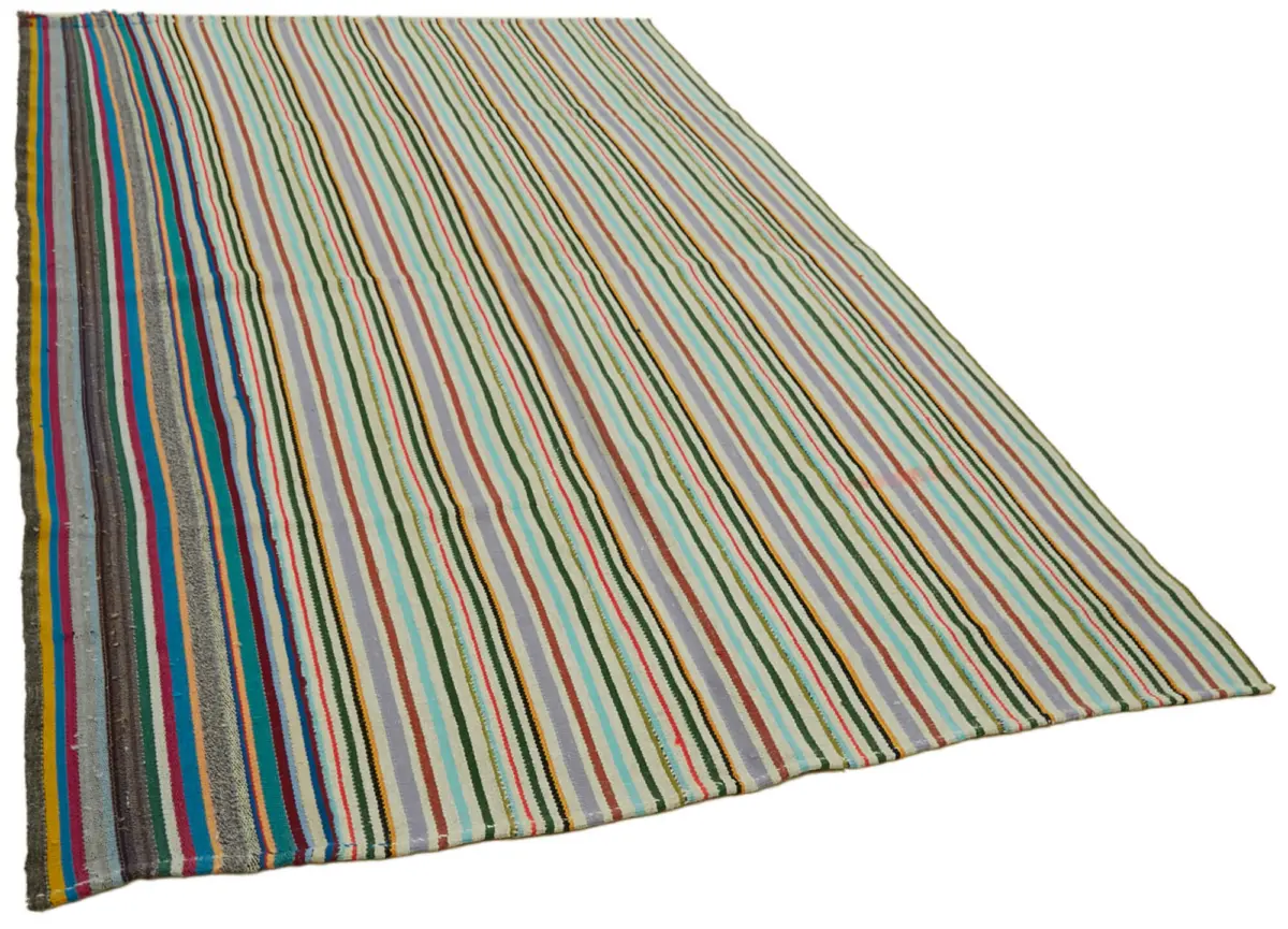 Kendir Çizgili Multi Kenevir İpinden El Dokuma Kilim-168x253 - Görsel 2
