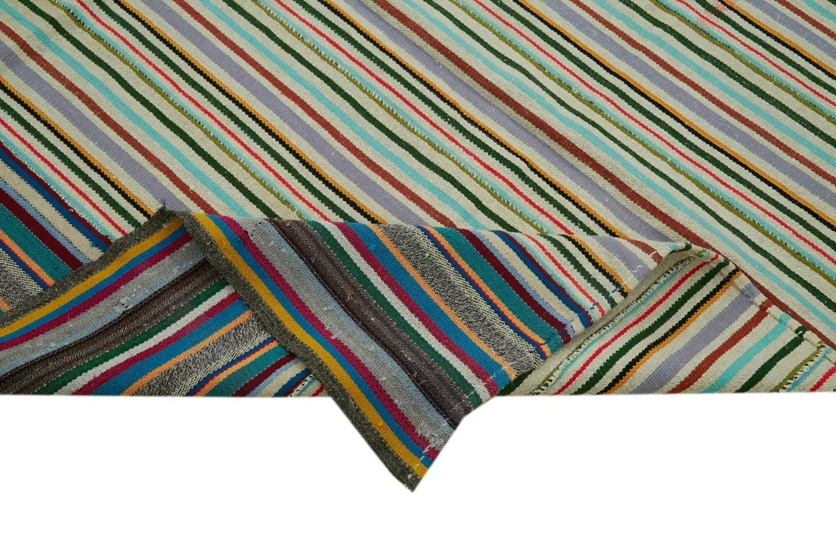 Kendir Çizgili Multi Kenevir İpinden El Dokuma Kilim-168x253 - Görsel 6