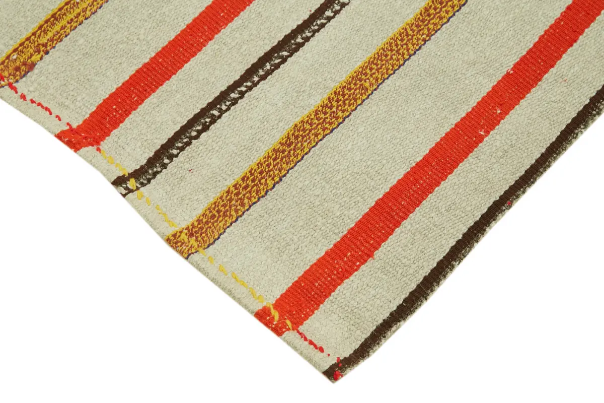 Kendir Çizgili Multi Kenevir İpinden El Dokuma Kilim-070x240 - Görsel 4